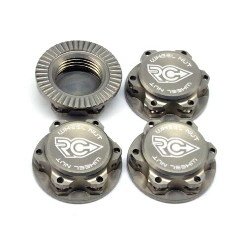 RC-Project - Ergal 17mm Serrated Fine Thread Wheel Nut (4) Gray