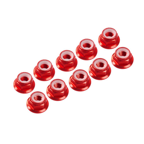 Ultimate Racing - 3mm. Alu. Nylon Nut w/Flaned RED (10pcs)